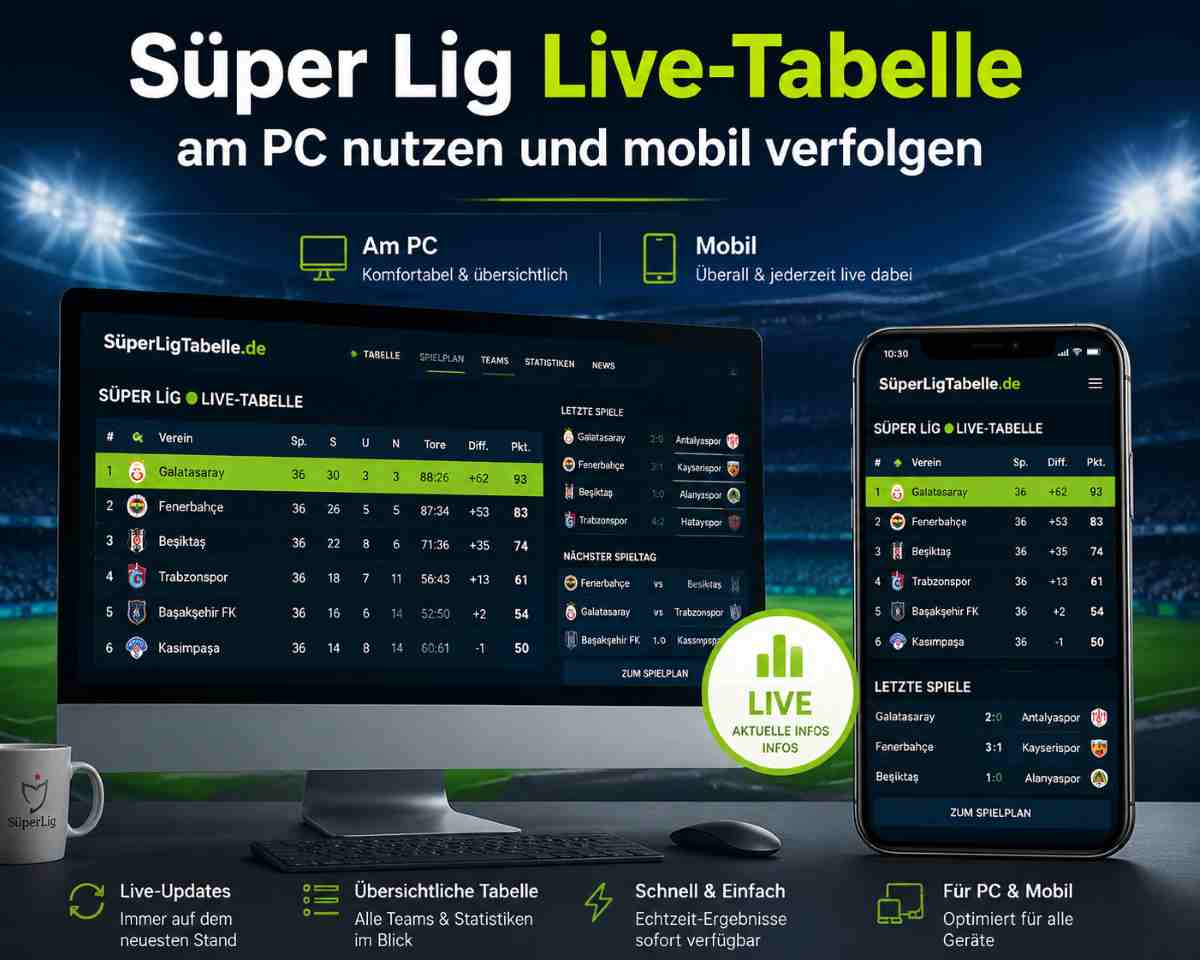 Süper Lig Live-Tabelle am PC nutzen und mobil verfolgen
