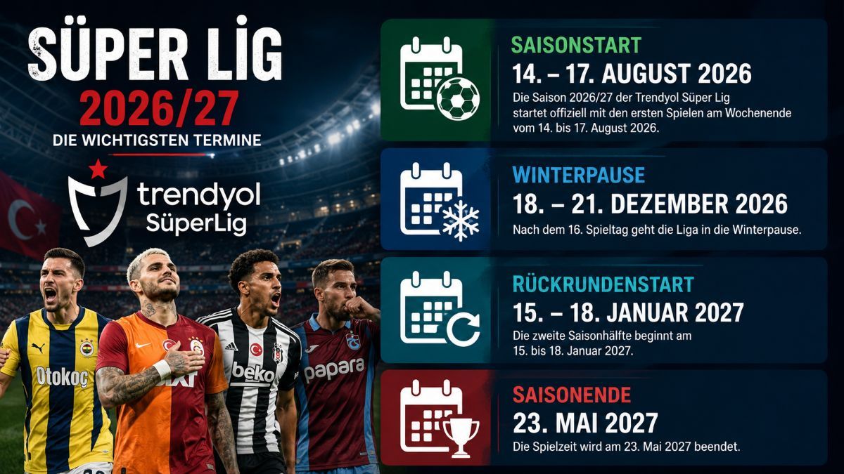 Wann beginnt die Süper Lig Saison 2026/27? Termine, Winterpause und TV
